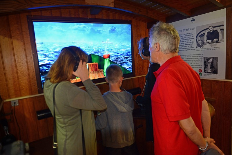 Visitors with the interactive information boards