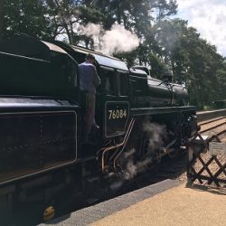 The Steam Locamotive 76084 getting ready to depart