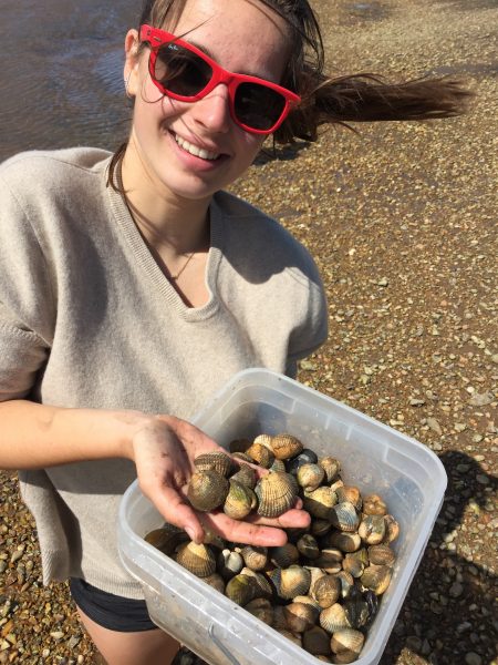 Pictured above: Noa's daughter Ciara with the cockles