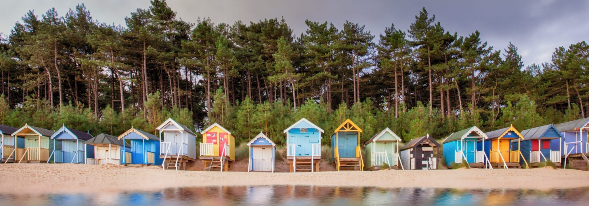 colourful beach huts